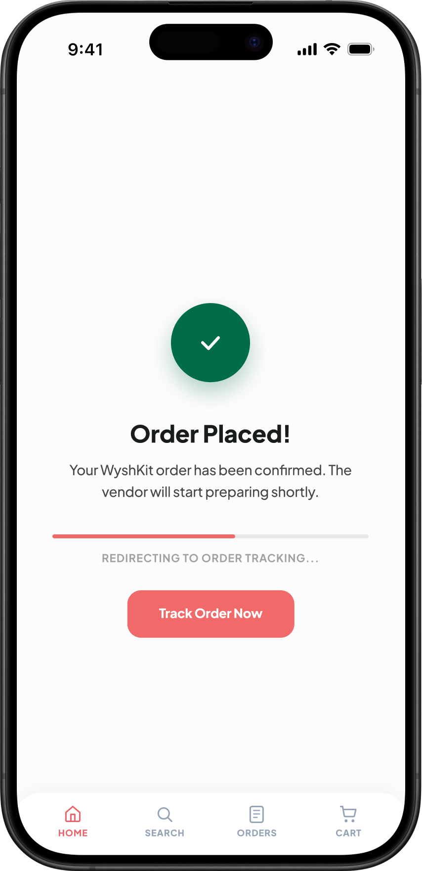 Order placed confirmation